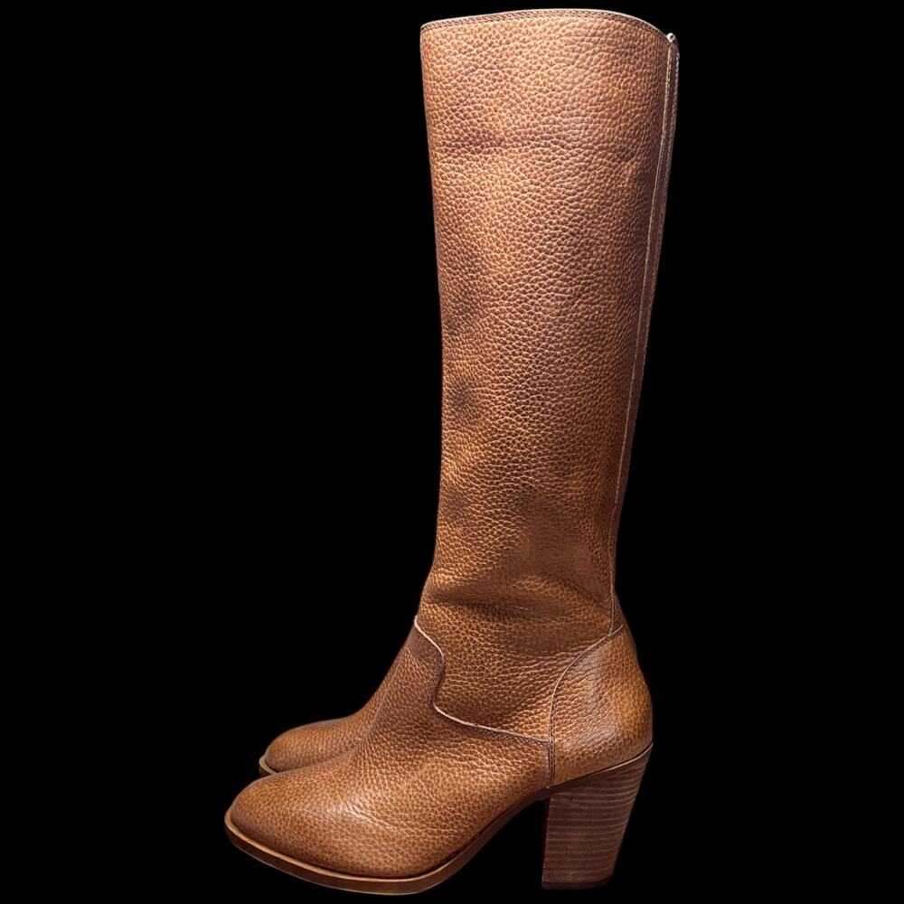 LUCKY BRAND Espositoh Women 8M Honey Pebbled Br own Leather Knee High Boots Ride - Picture 2 of 16